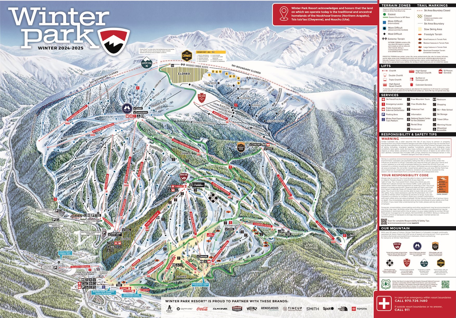Carte des sentiers de Winter Park 2025