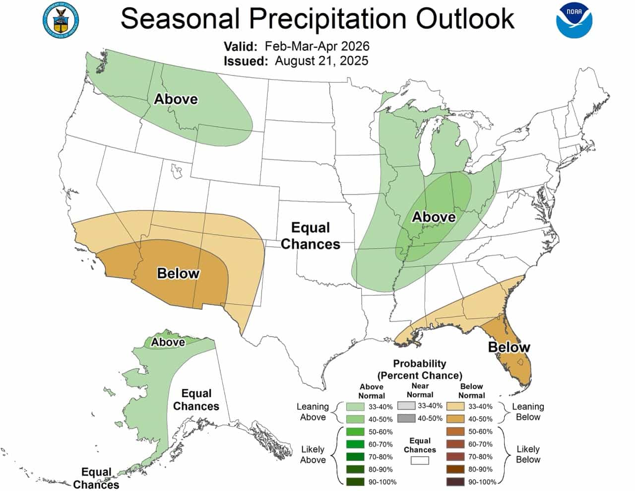 Perspectives des précipitations FMA. | Image: NOAA