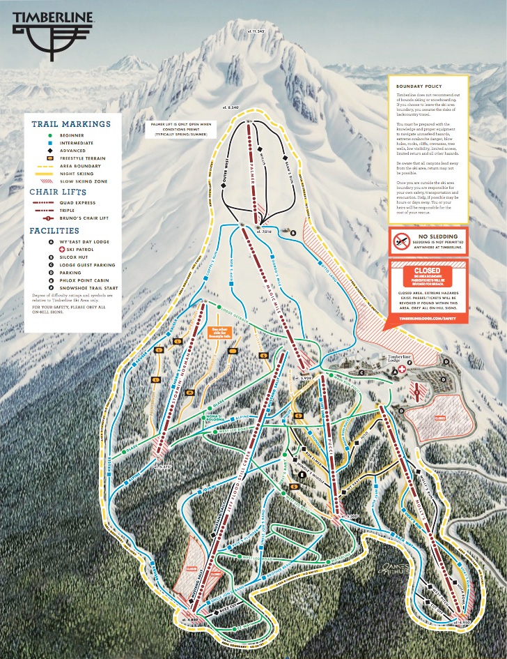Timberline Lodge, Oregon, cartographie des sentiers