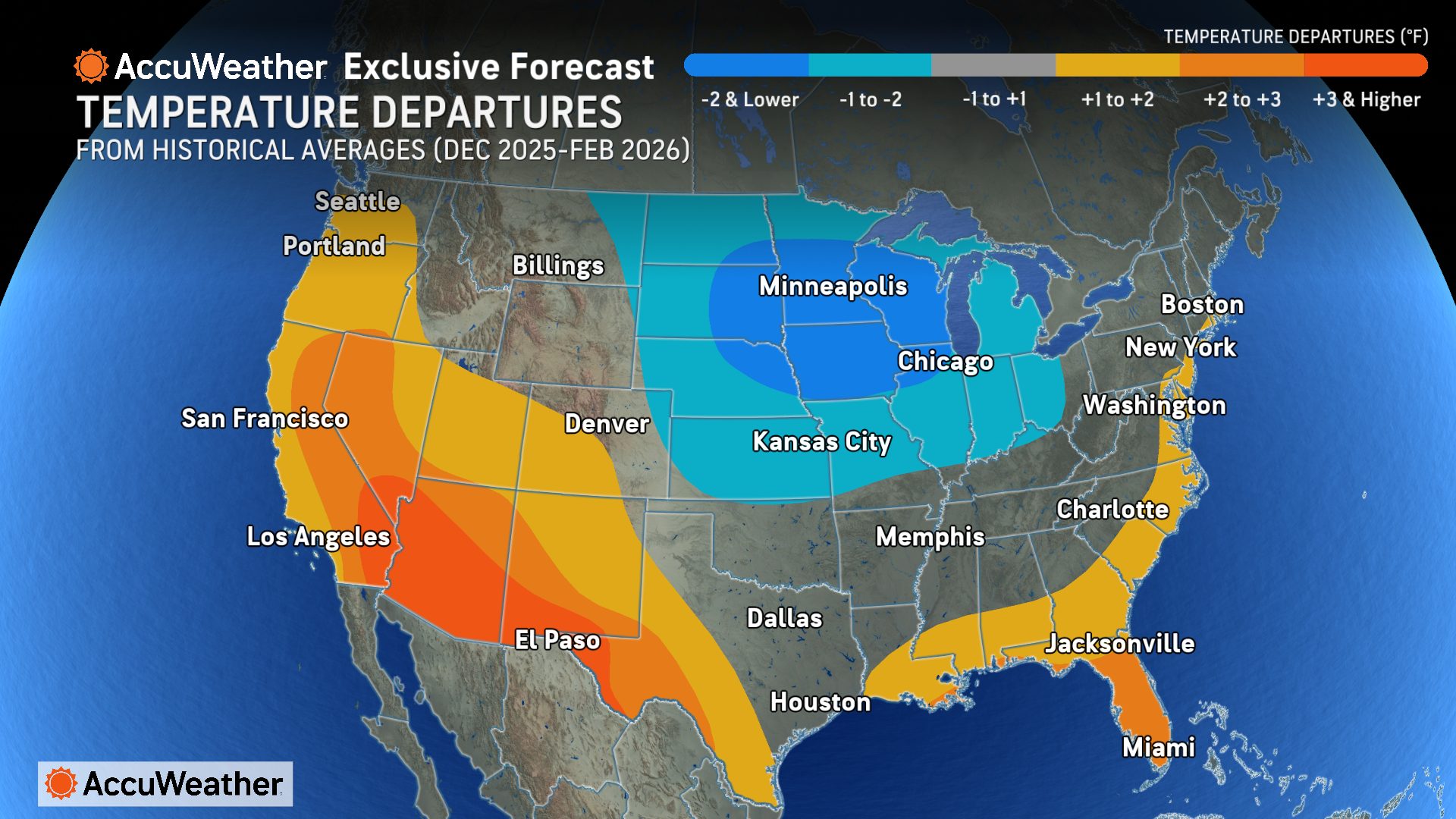 Départ de température par rapport à la normale. | Image: Accuweather