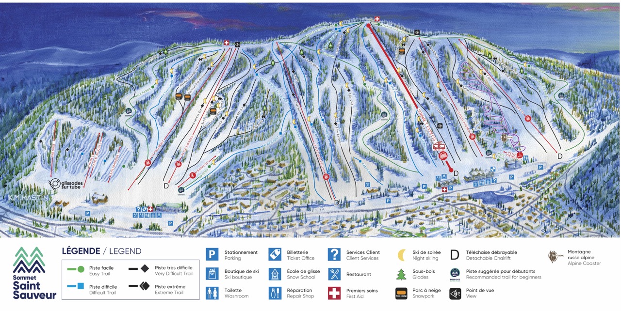 Carte des sentiers du Sommet Saint-Sauveur