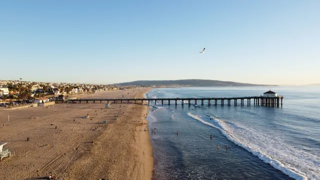 Manhattan Beach, Californie, ski et surf le même jour