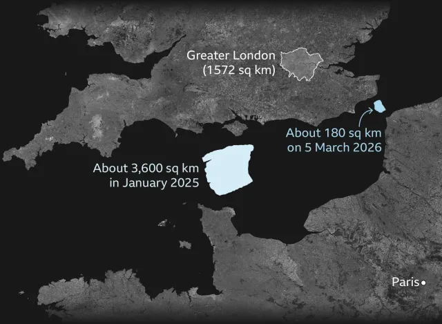 représentation visuelle de la différence de taille de l'iceberg a23a