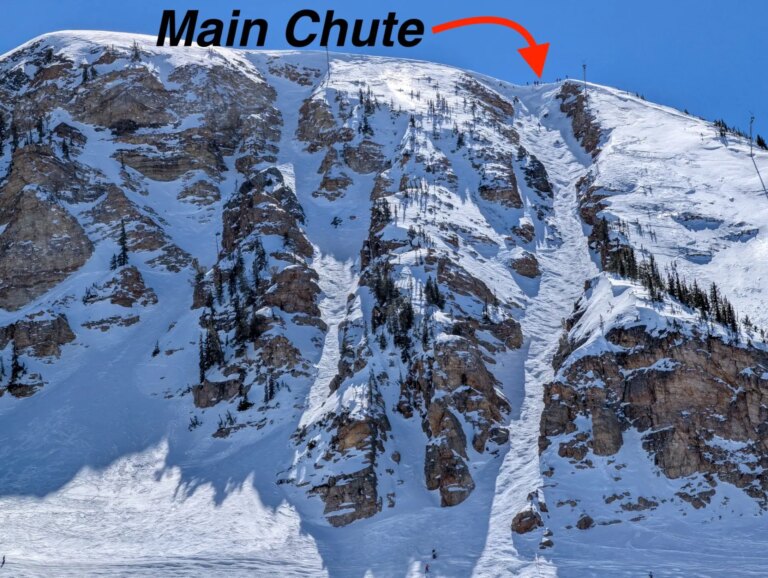 Alta, UT, Rapport : Skier sur la « chute principale » de classe mondiale sur 11 068 pieds du mont Baldy