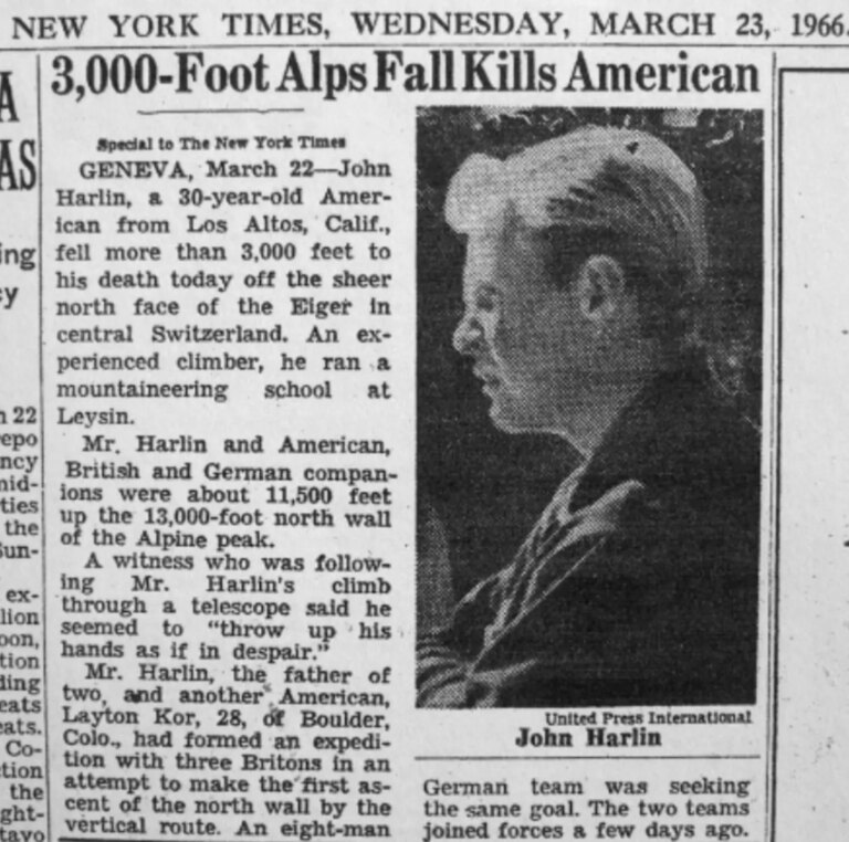 Il y a 60 ans : la mort tragique de John Harlin sur la face nord de l&rsquo;Eiger, en Suisse