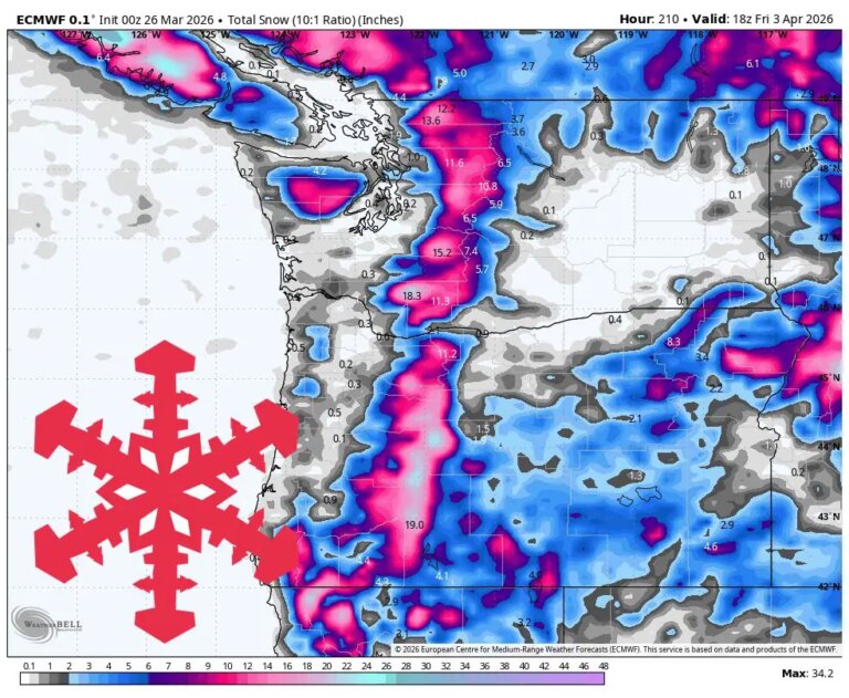 Prévisions SnowBrains : sec jusqu&rsquo;à dimanche, puis 1 à 2 pieds pour le PNW la semaine prochaine
