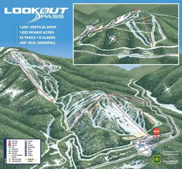 Carte des sentiers Lookout Pass 2024-25.