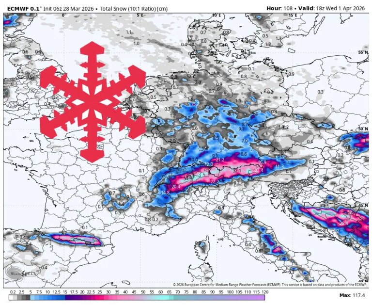 Prévisions SnowBrains : 30-100 cm pour les Alpes jusqu&rsquo;à mercredi