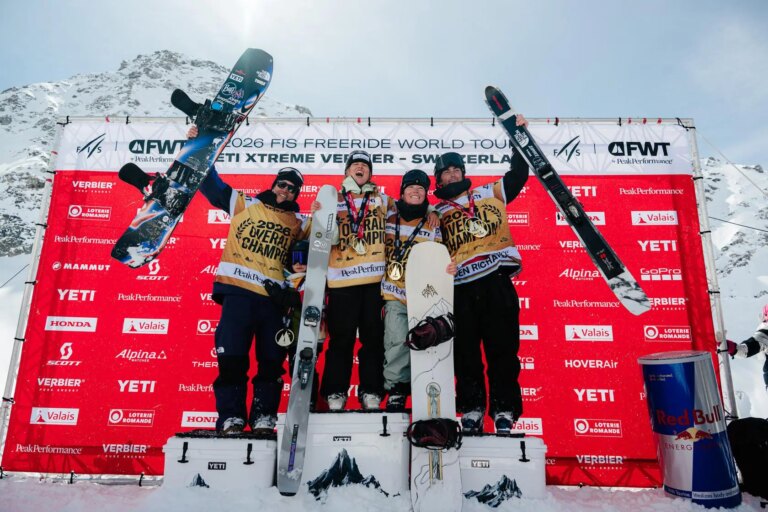 Finale FWT 2026 à Verbier : l&rsquo;Américaine Mia Jones remporte le snowboard féminin, tandis que Victor de Le Rue décroche un 5e titre record chez les hommes