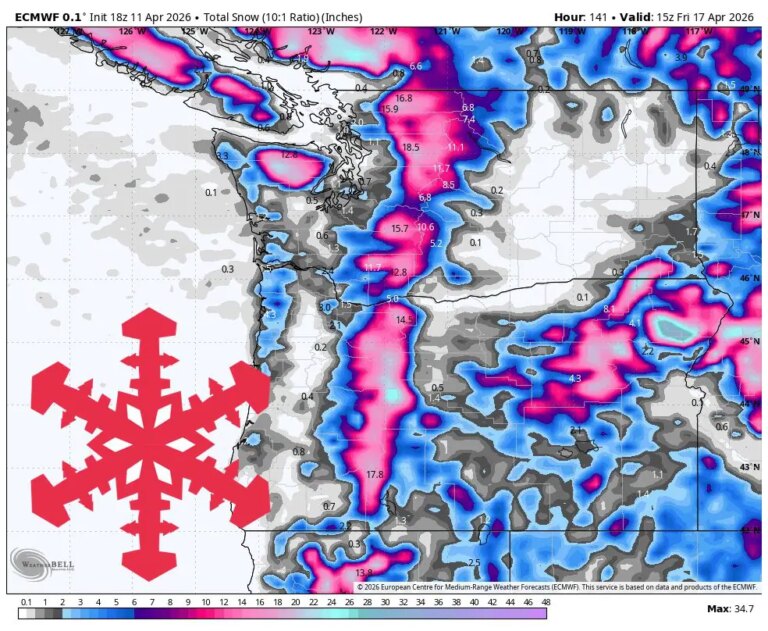 Prévisions SnowBrains : 1 à 2 pieds pour le PNW jusqu&rsquo;à vendredi