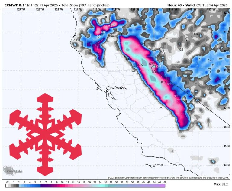 Prévisions SnowBrains : 2 à 3 pieds pour la Sierra de Californie jusqu&rsquo;à lundi