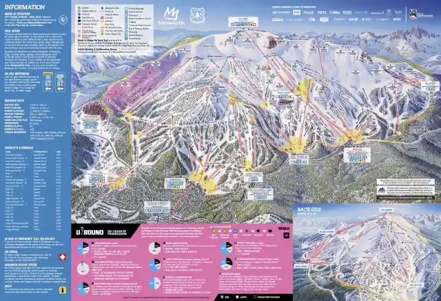 Carte des sentiers de Mammoth Mountain 2025-26.