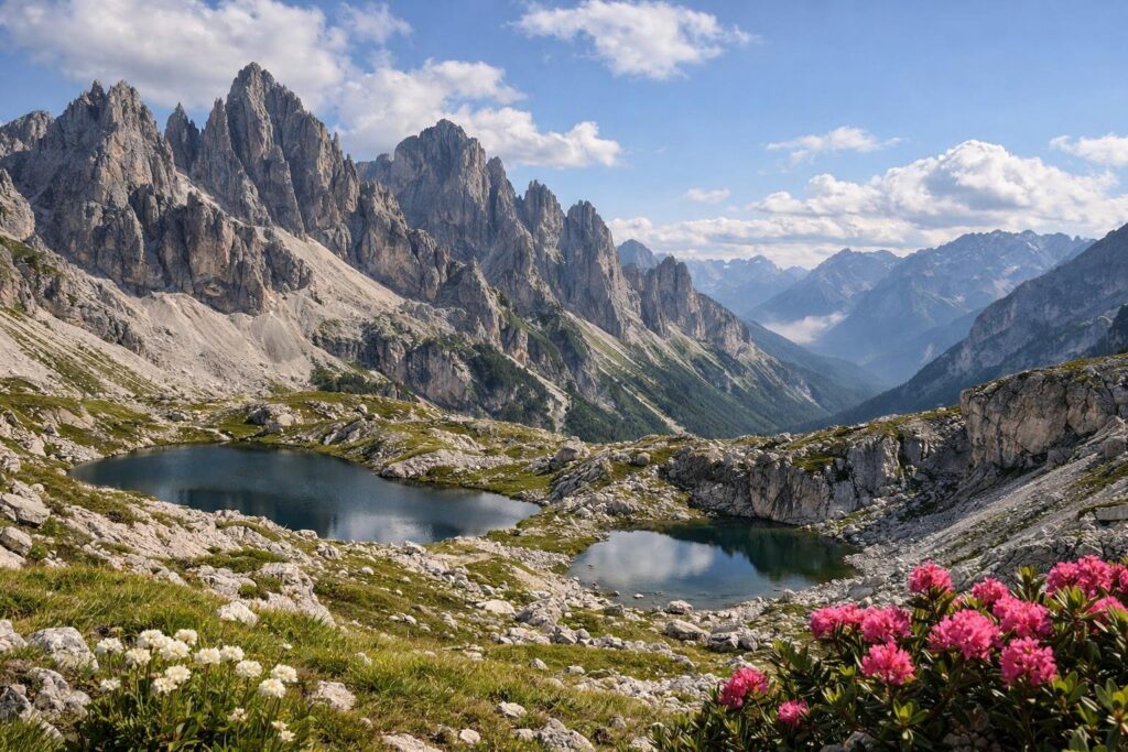 Moins fréquentée que les Dolomites cette chaîne montagneuse italienne offre les mêmes paysages spectaculaires