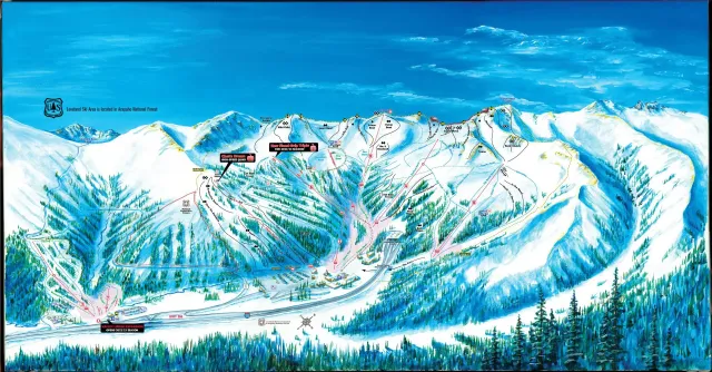 Carte des sentiers du domaine skiable de Loveland. Crédit photo : Domaine skiable de Loveland. L’enneigement 2026 commence dans 100 jours