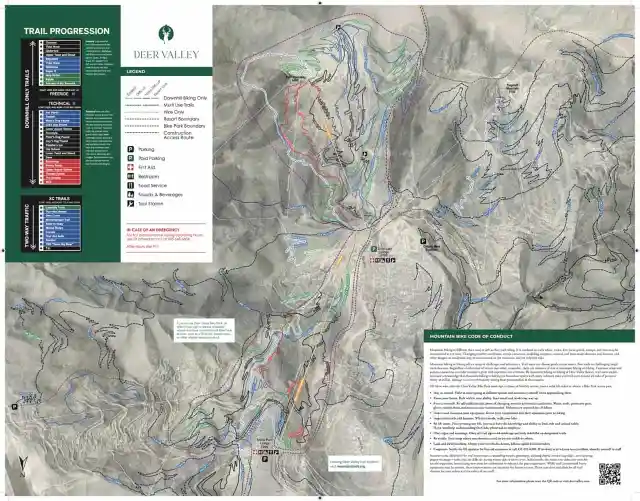 Carte des sentiers d'été de Deer Valley.