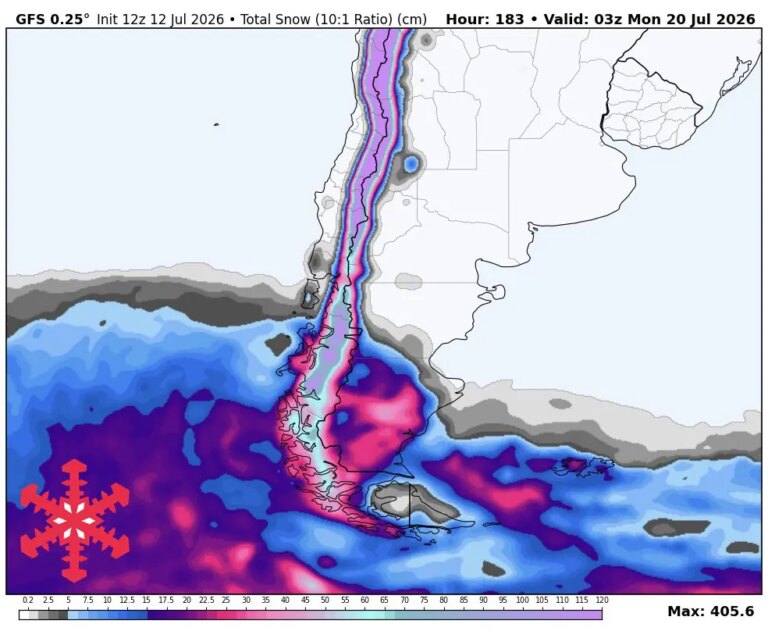 Prévisions SnowBrains : 2 à 4 mètres pour les Andes centrales d&rsquo;Amérique du Sud