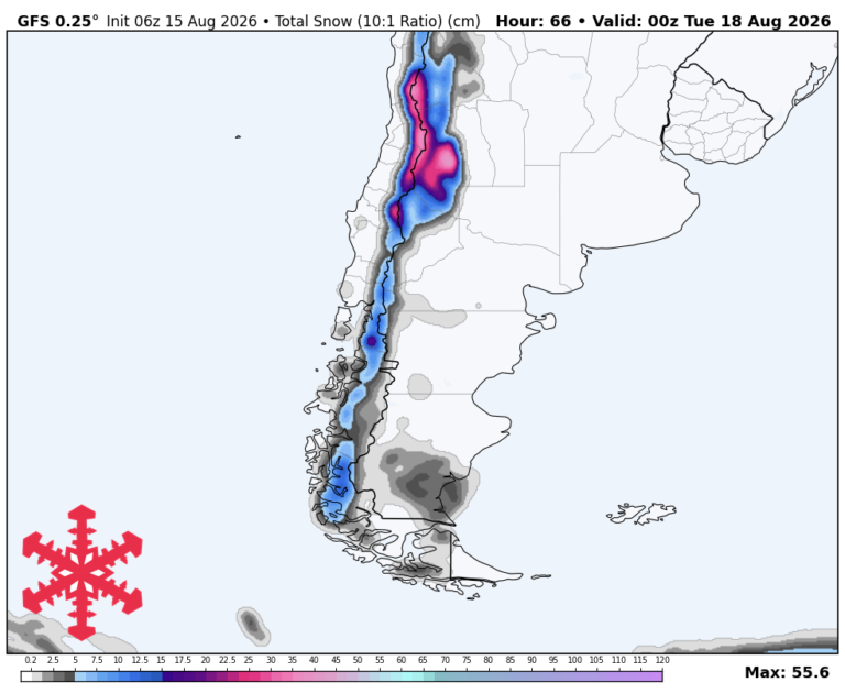 Prévisions SnowBrains : jusqu&rsquo;à 2 pieds pour les Andes centrales d&rsquo;Amérique du Sud