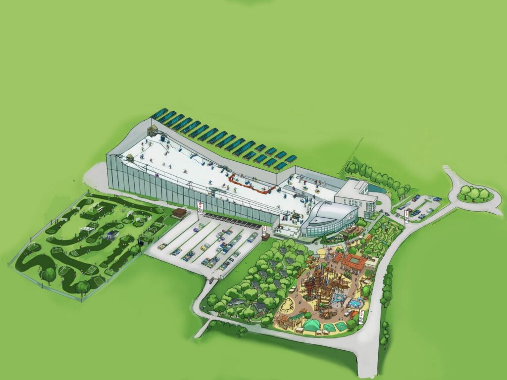Le centre de neige intérieur ajoute des attractions extérieures