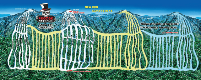 Voodoo Mountain, carte des pistes de Cat Skiing, Mt. Bohemia, Michigan