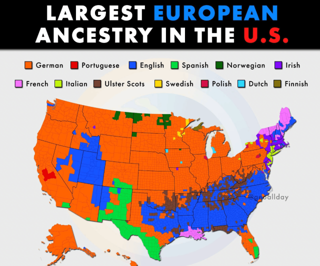 Ascendance européenne États-Unis, carte