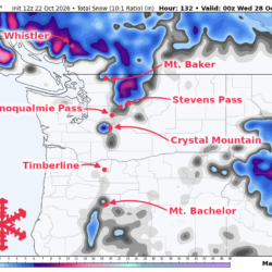 Prévisions SnowBrains : La neige du week-end du nord-ouest du Pacifique favorise la côte de la Colombie-Britannique